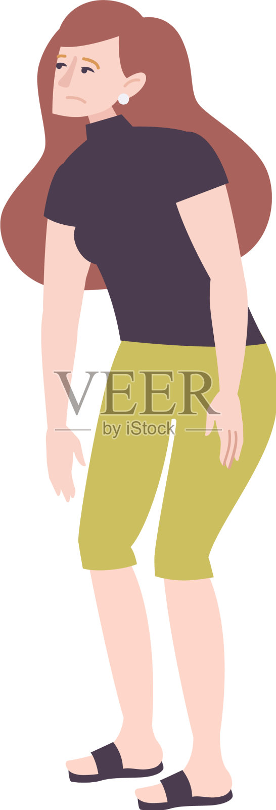 疲惫的女人平面构图设计元素图片