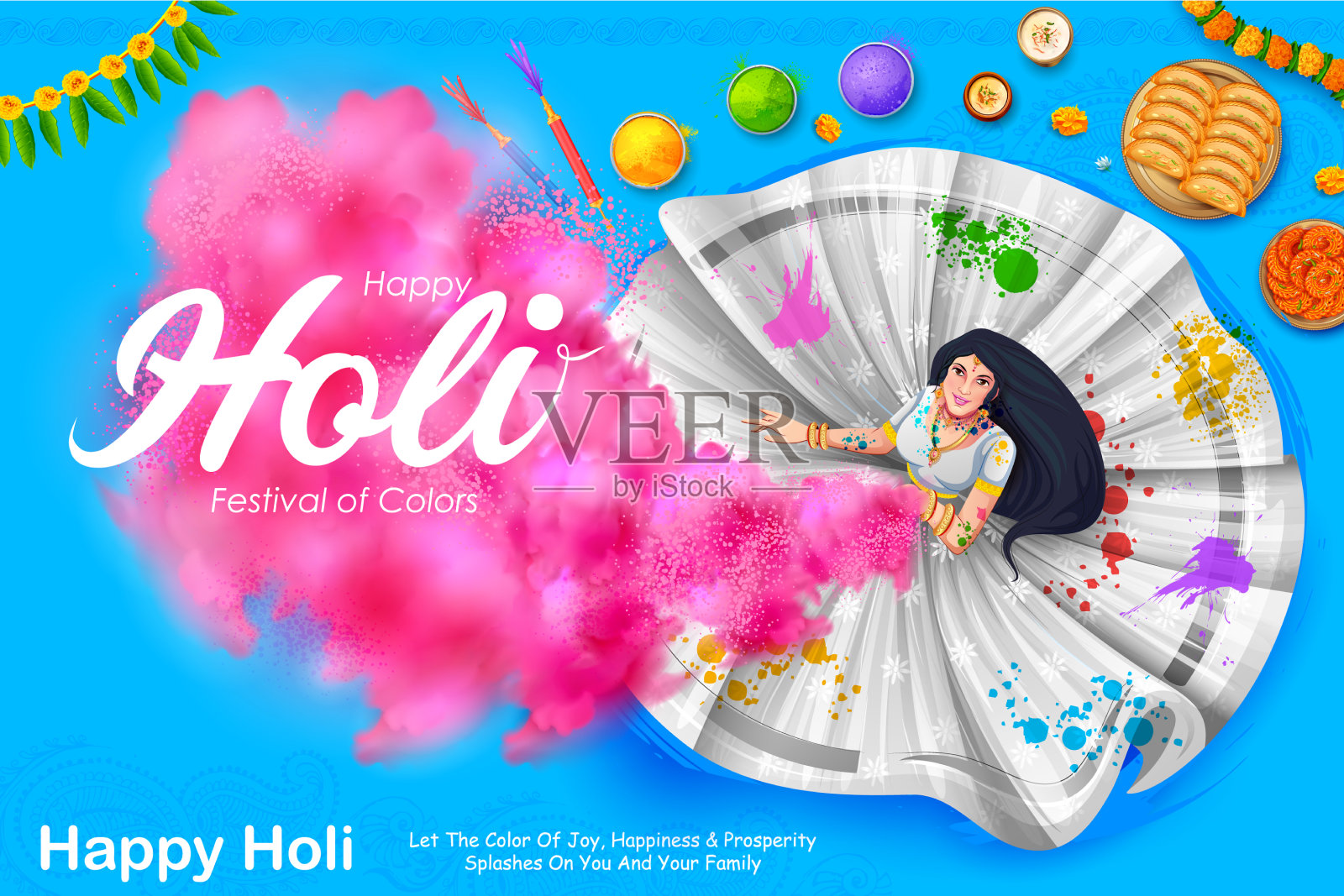 摘要彩色快乐胡里节背景卡插画图片素材