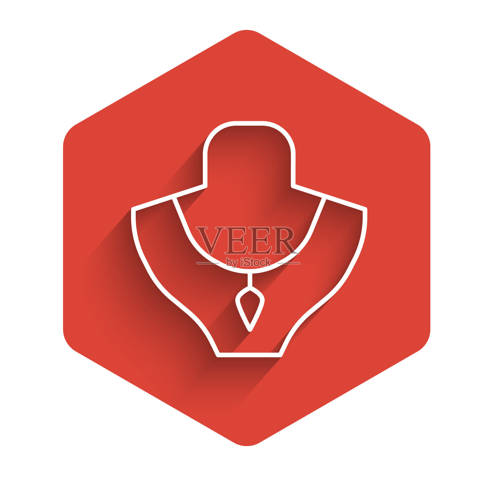 白线项链对人体模型图标孤立图标素材