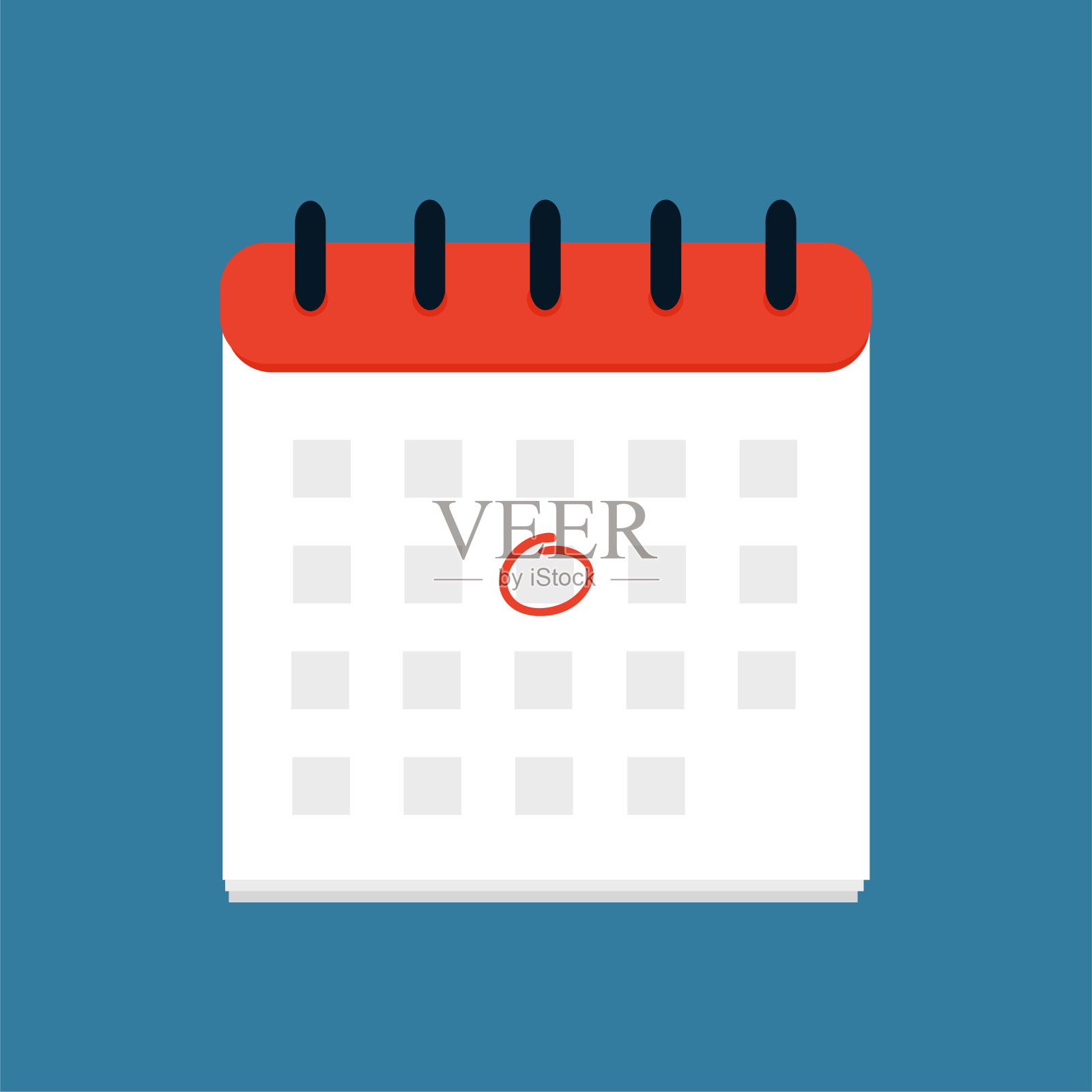 日历图标和红色圆圈。时间、日期、计划。矢量图插画图片素材