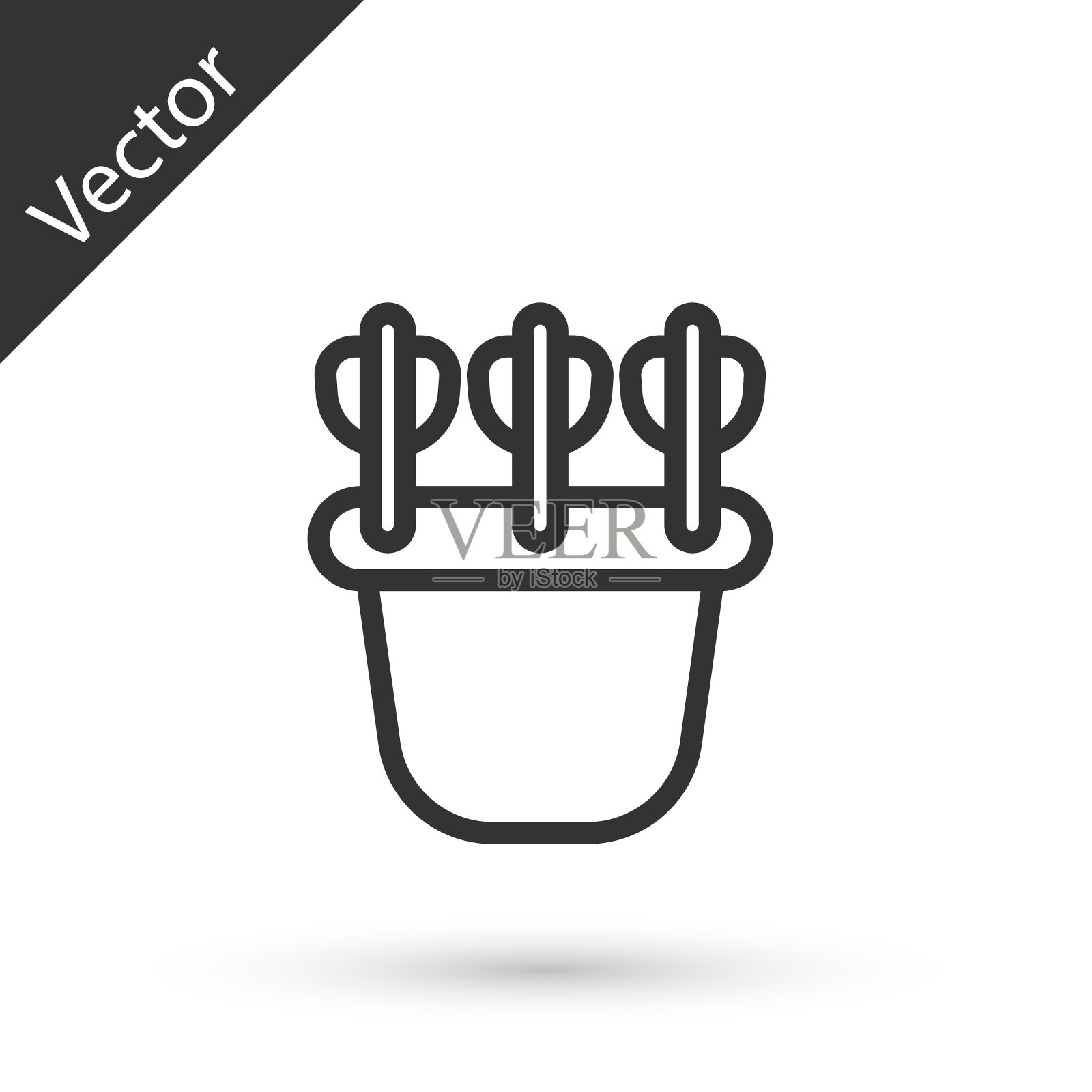 灰色线颤动与箭头图标孤立在白色背景。向量插画图片素材