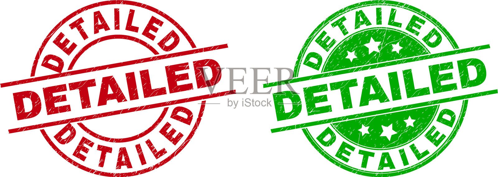 详细的圆形水印使用橡胶风格插画图片素材