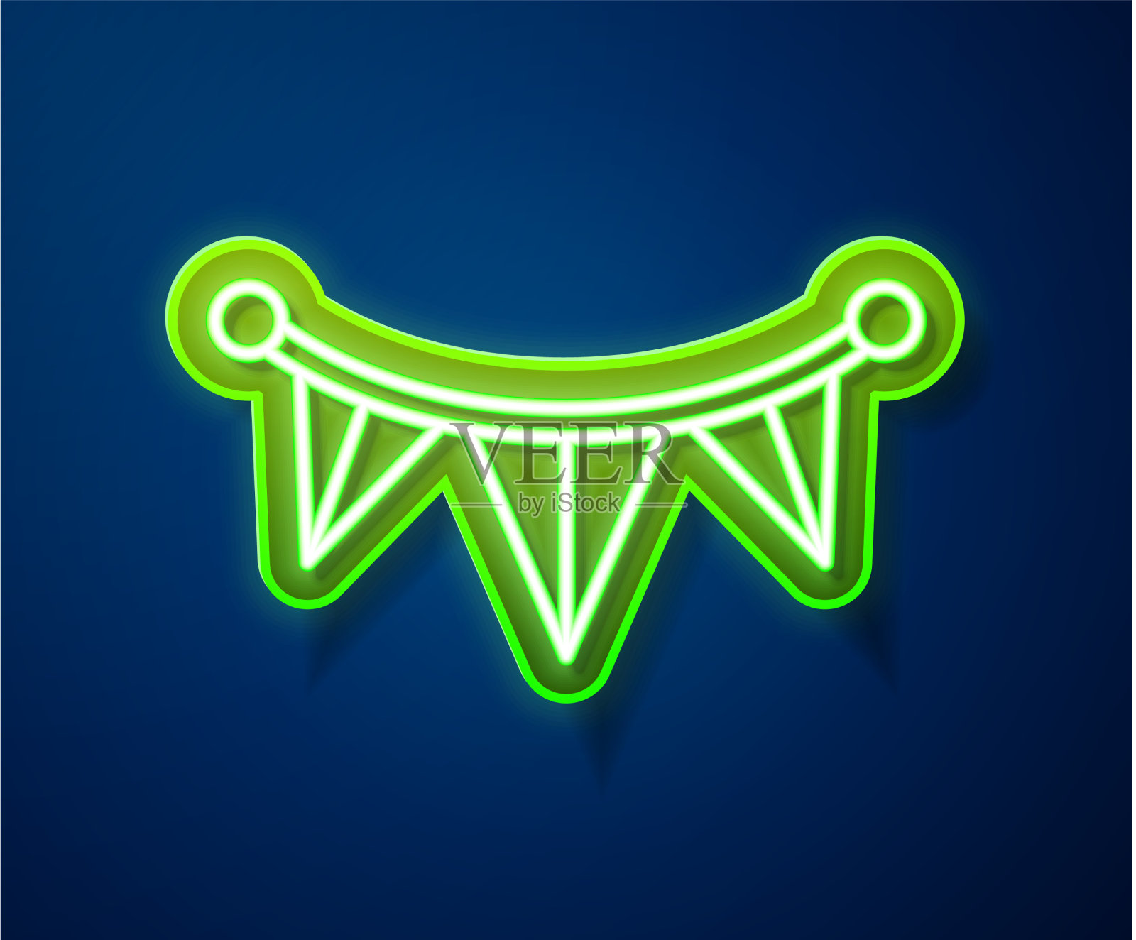 发光的霓虹灯线嘉年华花环与旗帜图标插画图片素材