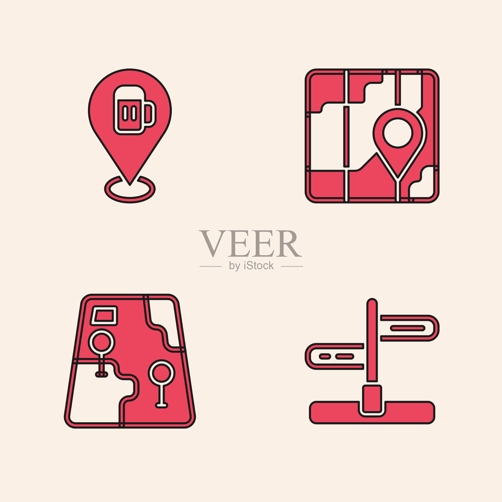 设置道路交通标志酒精或啤酒吧图标素材