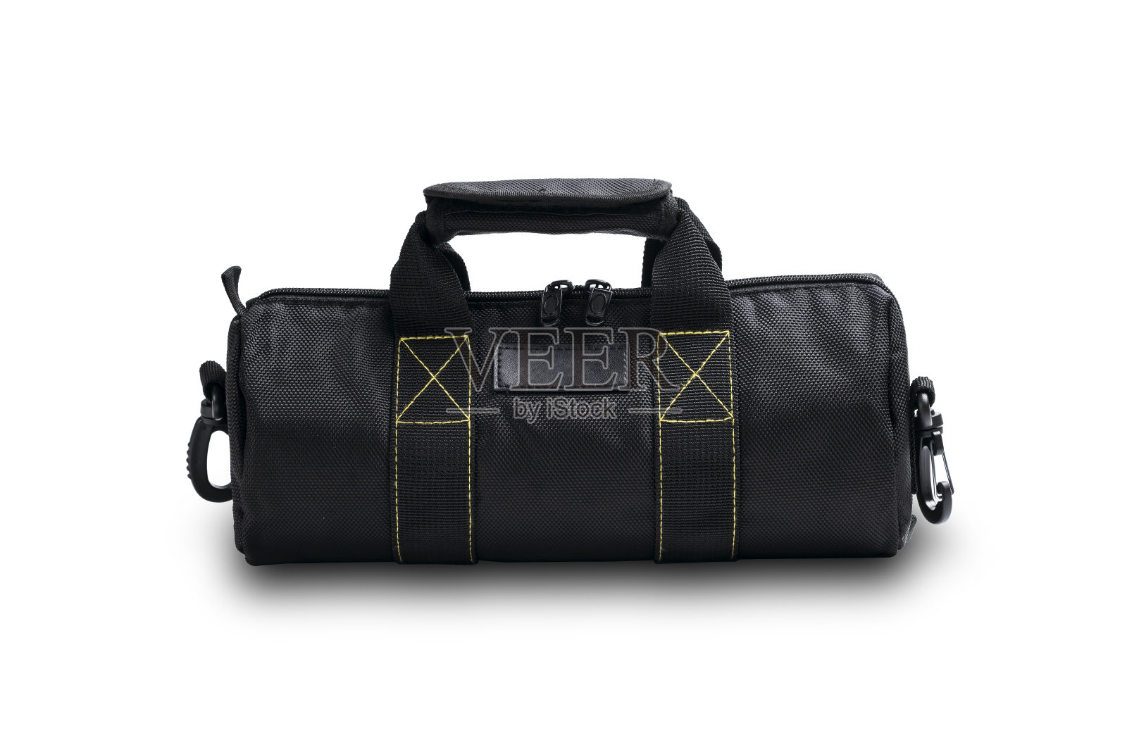 圆筒黑色袋孤立在白色背景照片摄影图片