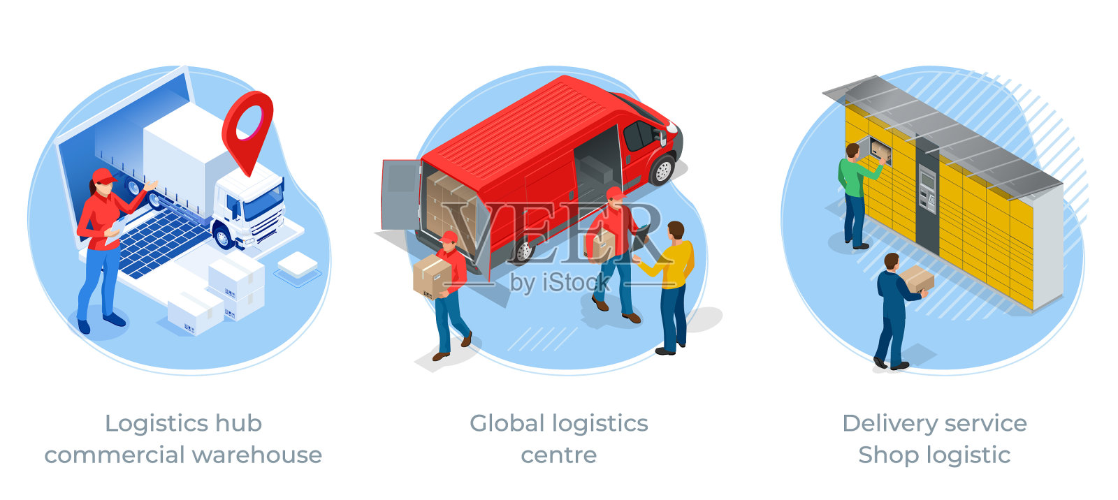 等距物流和交付信息图表插画图片素材