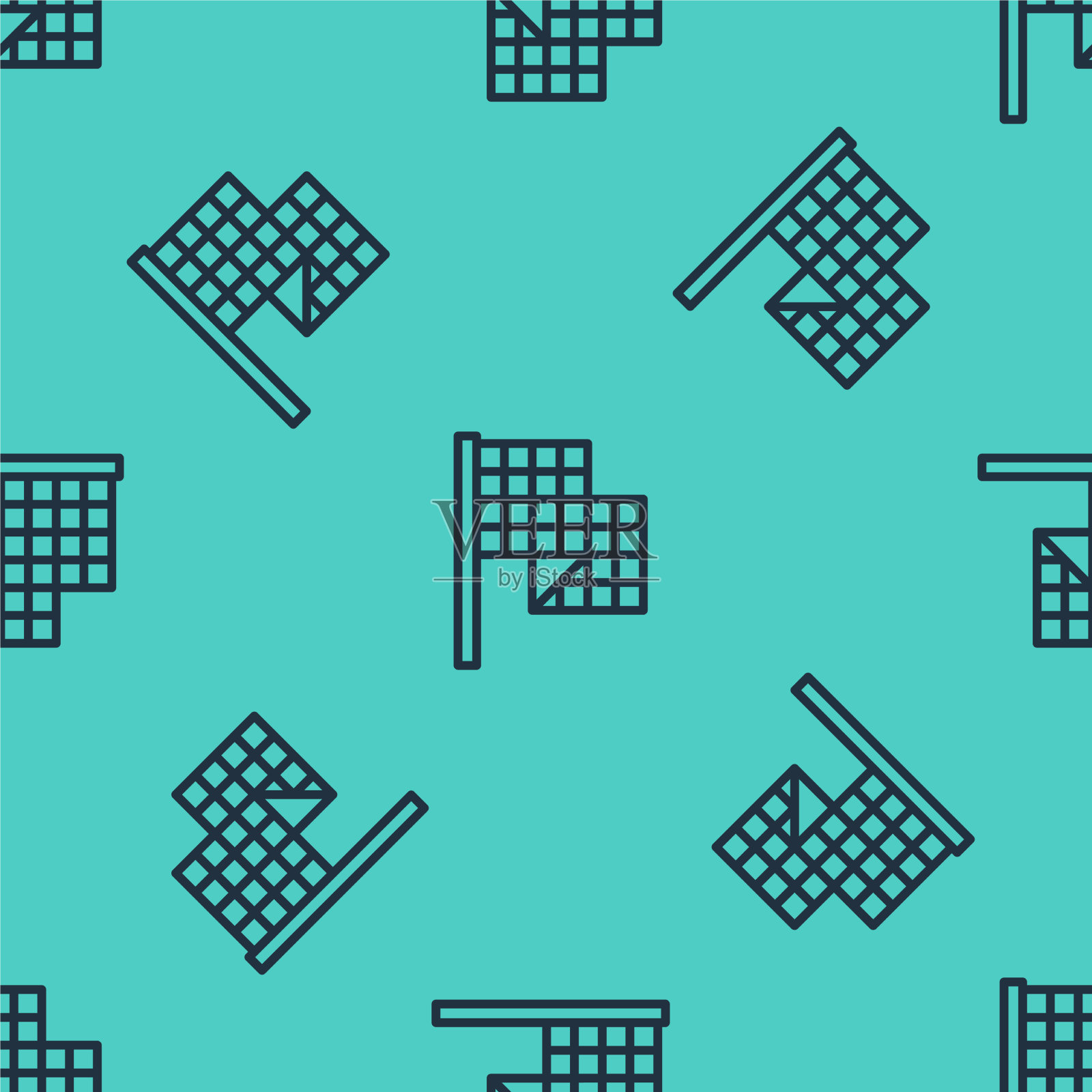 黑线方格旗图标隔离无缝插画图片素材