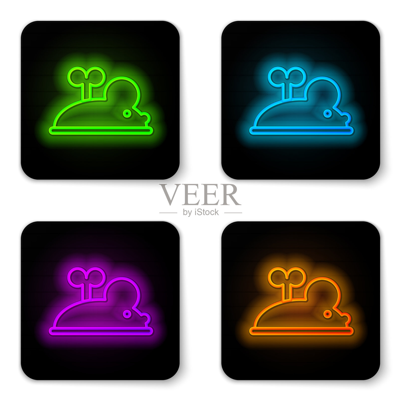 发光的霓虹灯线发条鼠标图标孤立上图标素材