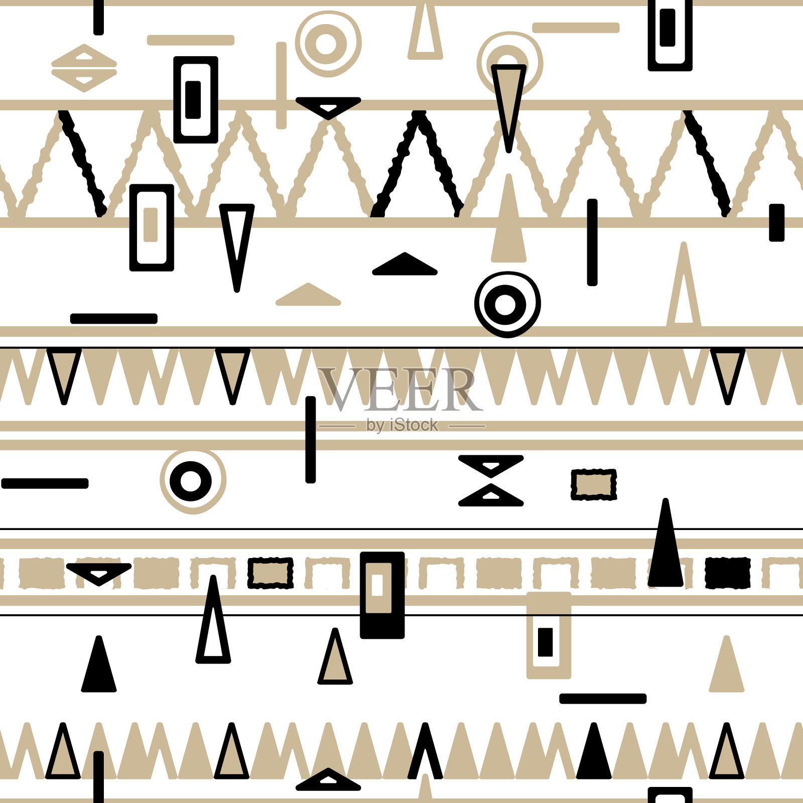 米色黑色水平冬季无缝插画图片素材