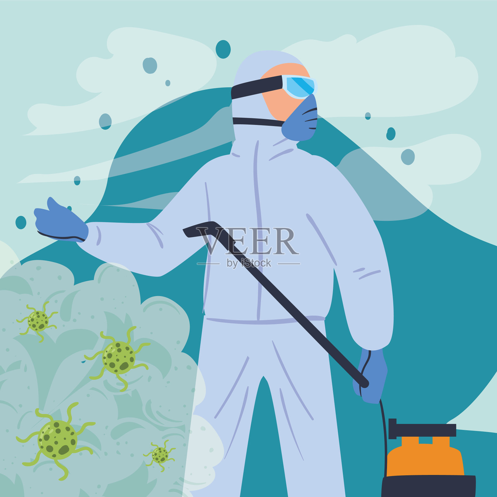 人消毒病毒插画图片素材
