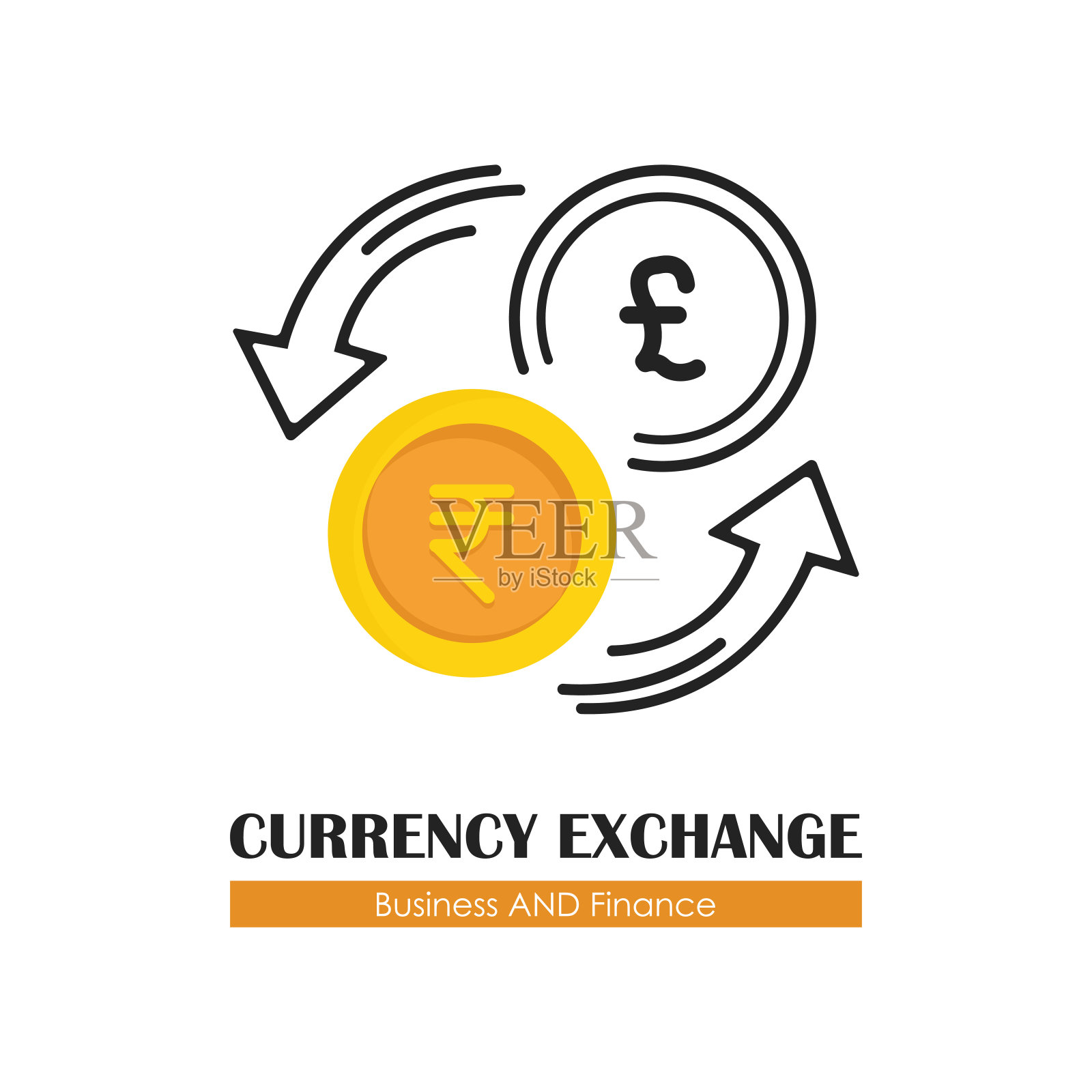 英镑对印度卢比的货币兑换图标插画图片素材