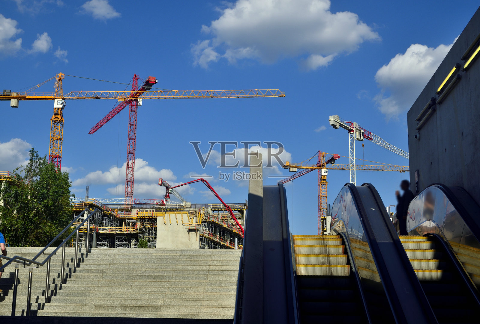 起重机施工现场照片摄影图片