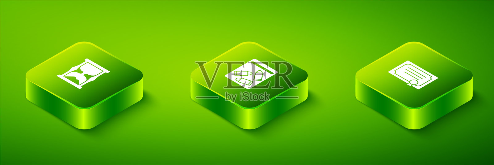 设置等距证据袋和子弹证书图标素材