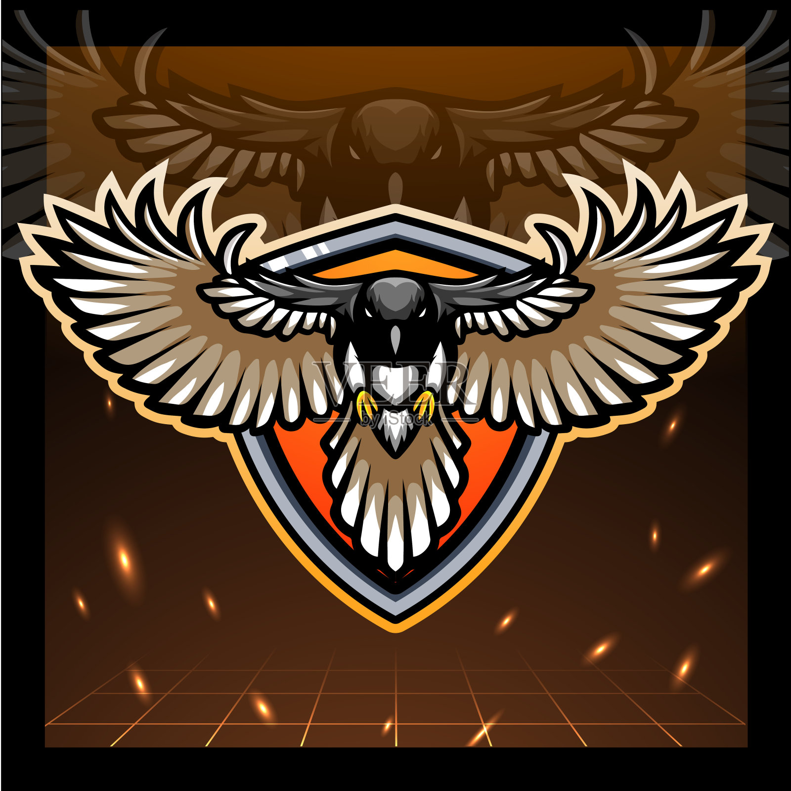 捕鸟吉祥物。运动标志设计插画图片素材