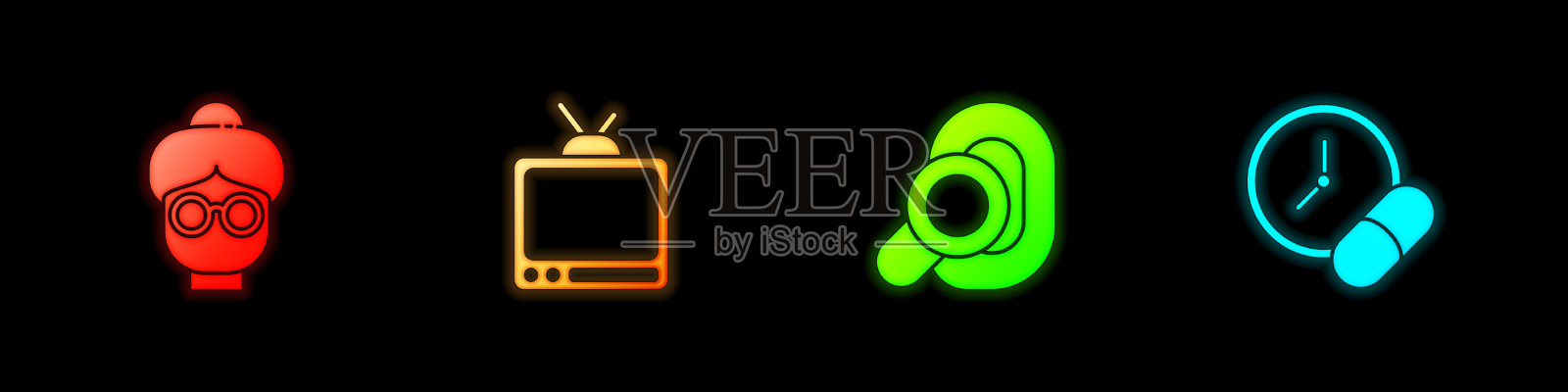 给奶奶装上复古电视助听器图标素材