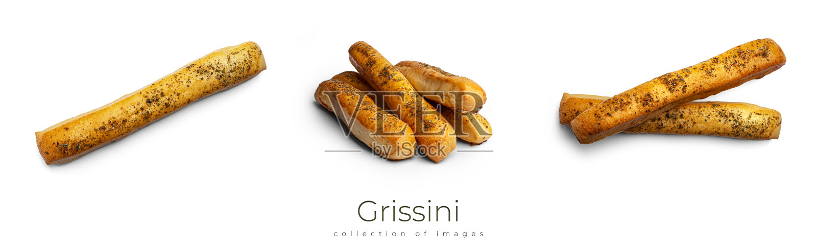 格里森尼在白色的背景上。新鲜的油条照片摄影图片