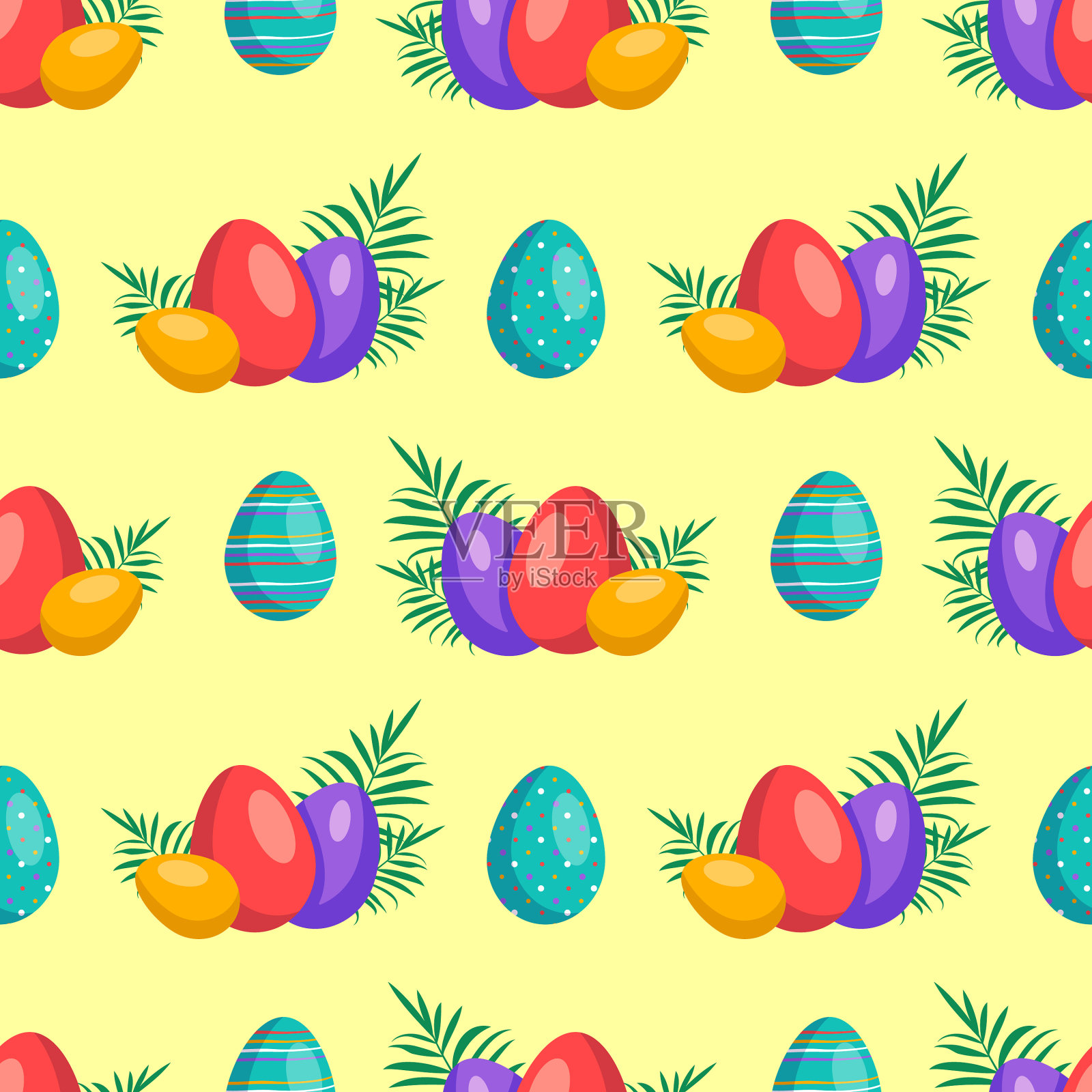 复活节快乐彩蛋无缝图案插画图片素材
