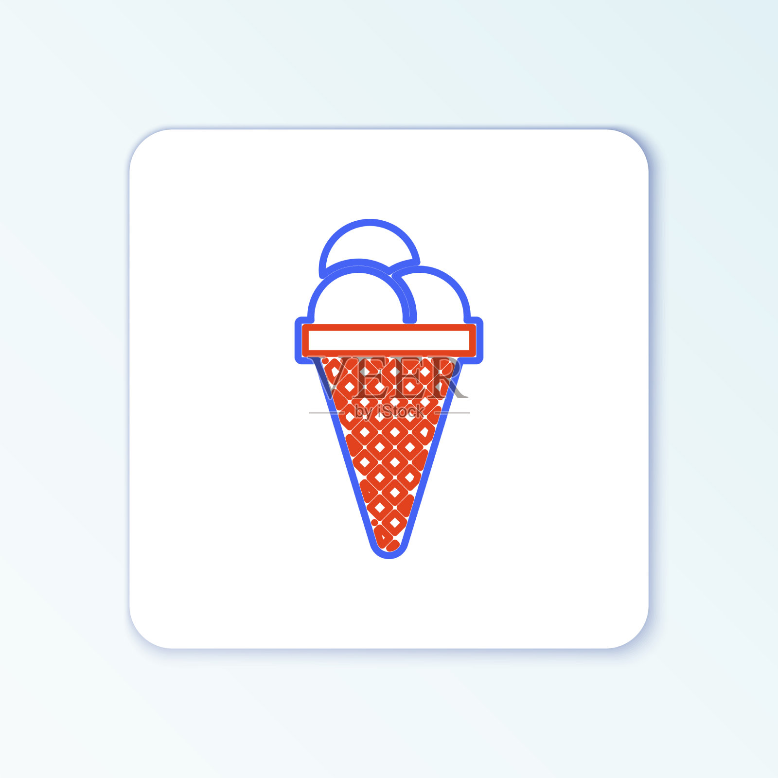 在华夫蛋筒图标孤立的冰淇淋线图标素材