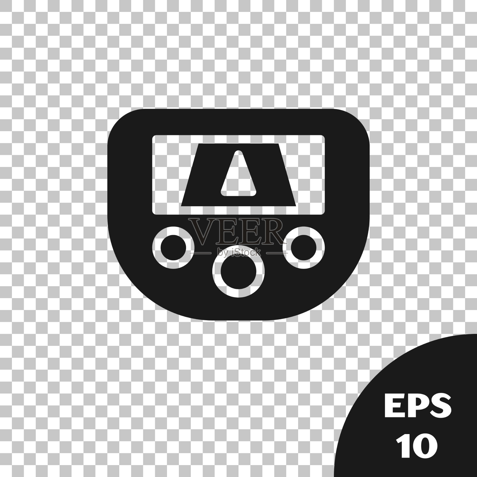 黑色GPS设备与地图图标隔离图标素材