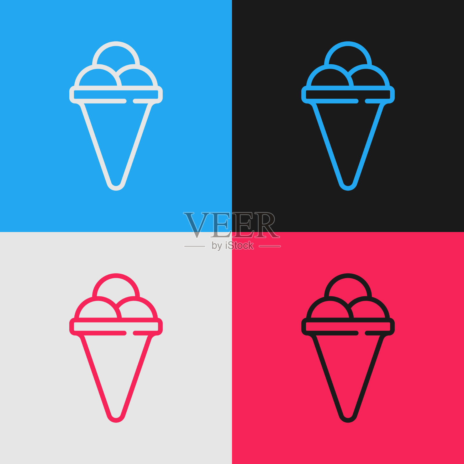 波普艺术系列冰淇淋在华夫蛋筒图标图标素材