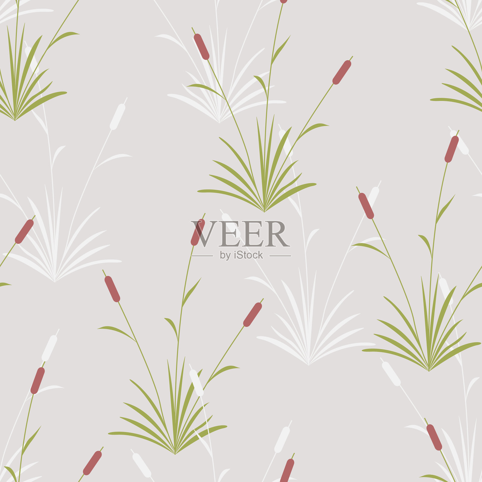 与芦苇或大叶香蒲的无缝图案插画图片素材