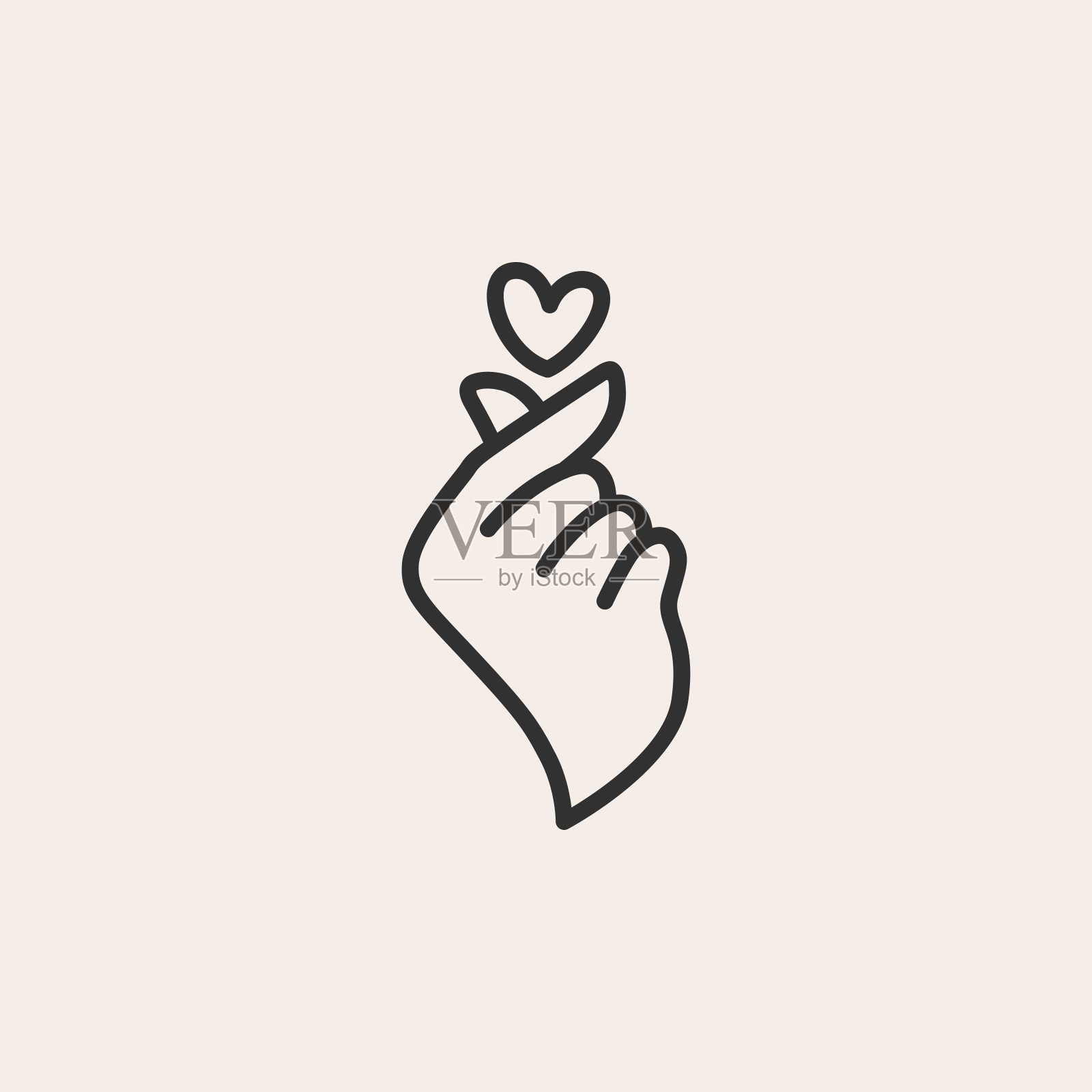 爱手指心韩国手势潮人复古矢量图标插图插画图片素材