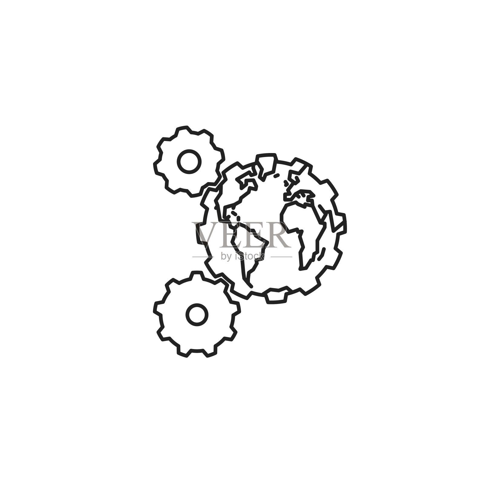 地球就像一个齿轮在传送矢量线图标图标素材