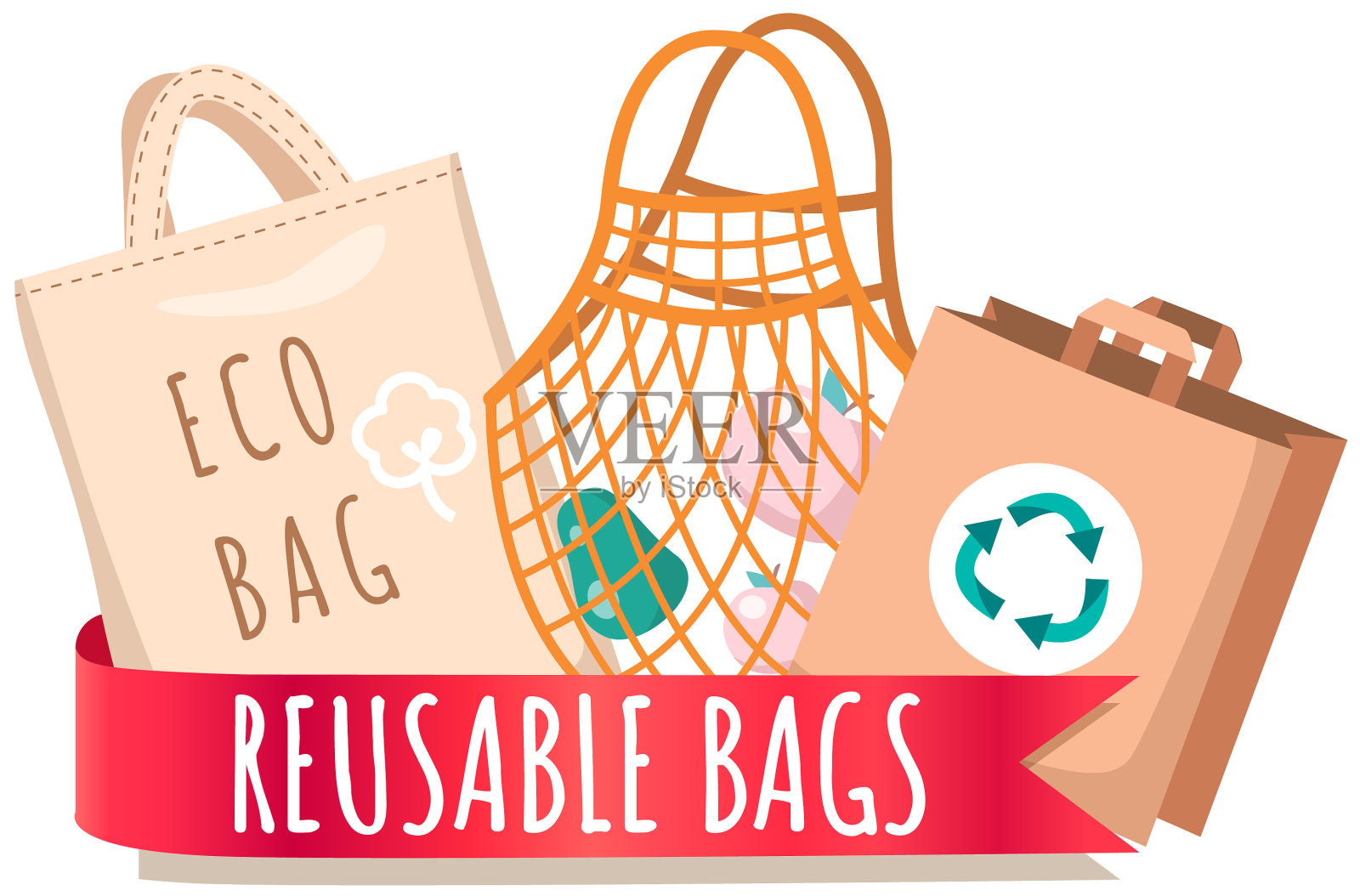面料环保可重复使用的产品袋设计元素图片