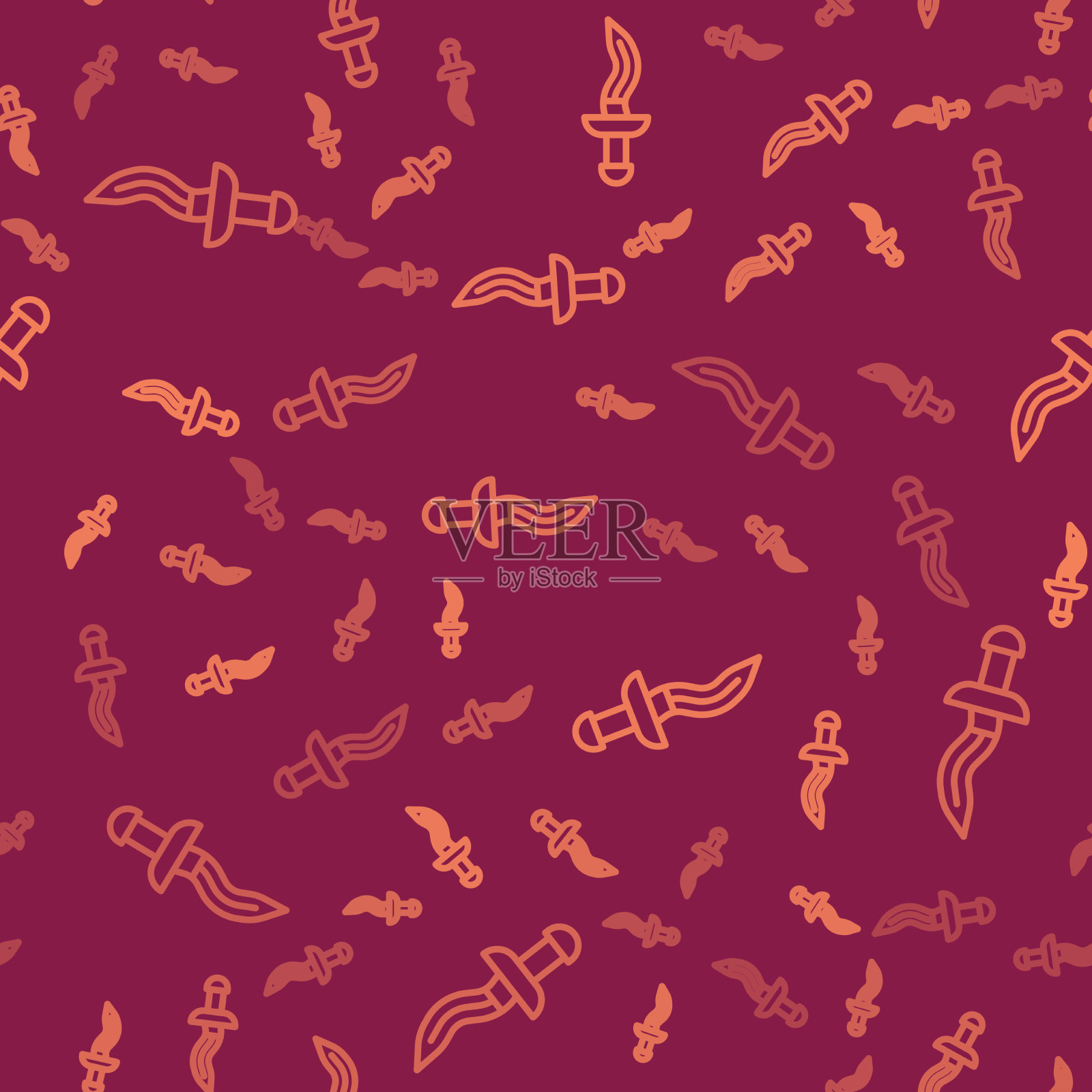 棕线匕首图标隔离无缝模式插画图片素材