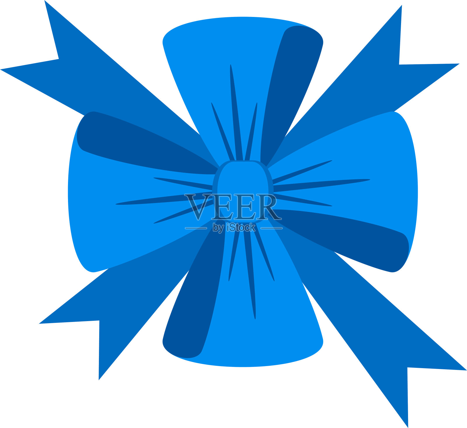 装饰喜庆的蓝色蝴蝶结。贺卡图标。插画图片素材