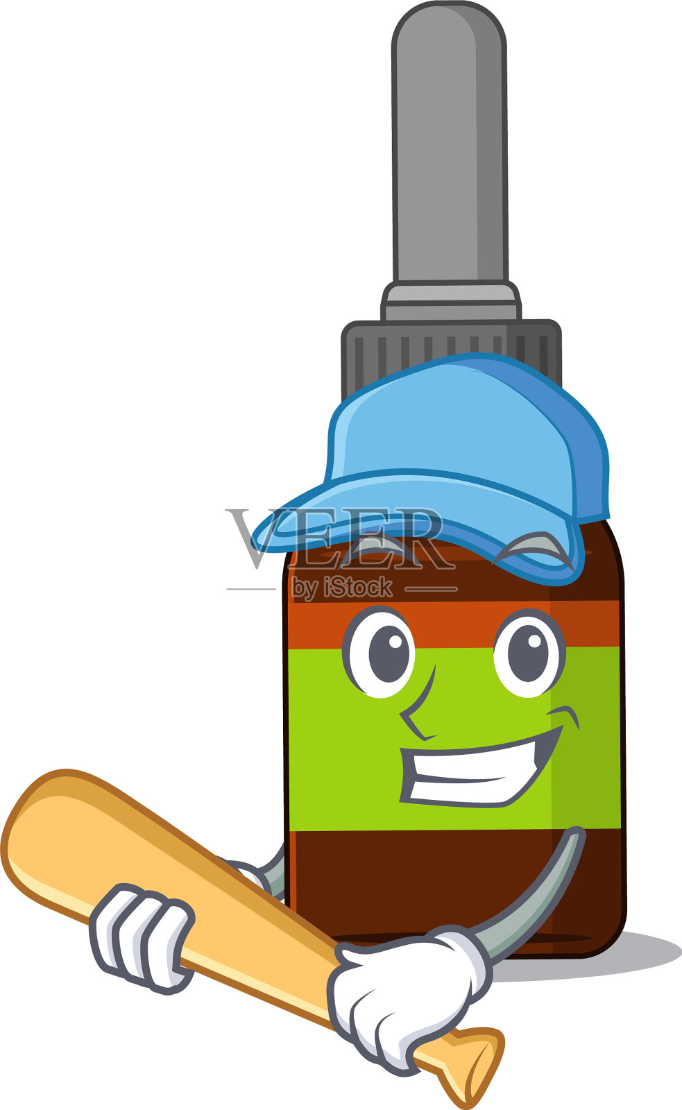 酷液体瓶漫画打棒球设计元素图片