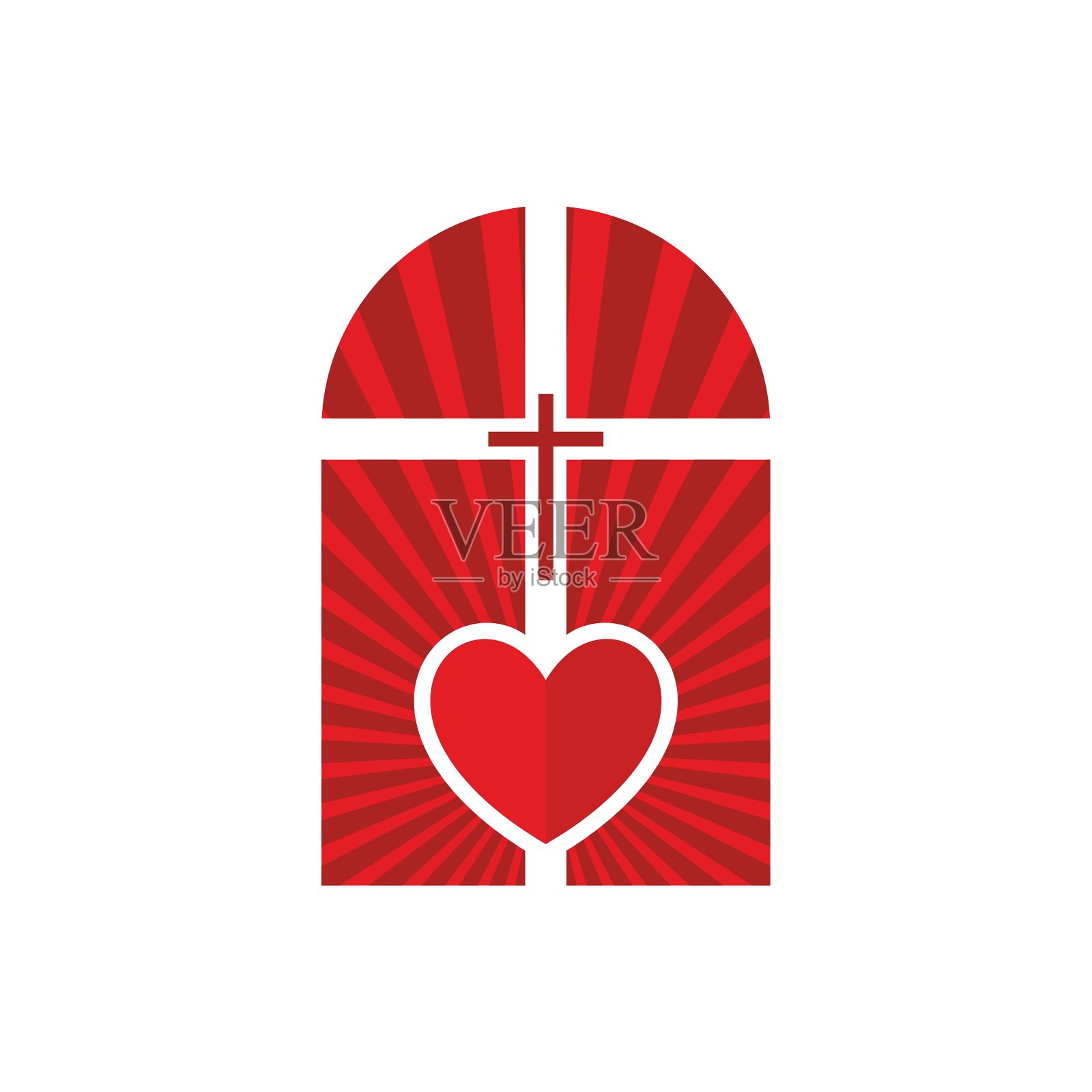 标志的教堂。基督教的象征。耶稣的十字架和心就是神的爱。设计元素图片