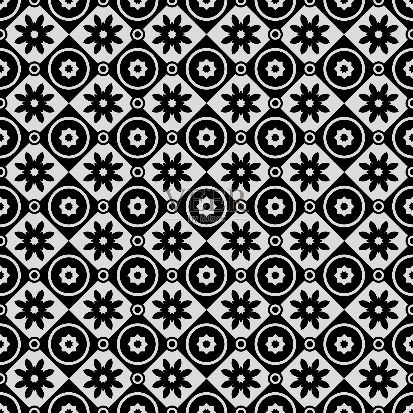 葡萄牙瓷砖无缝图案。插画图片素材