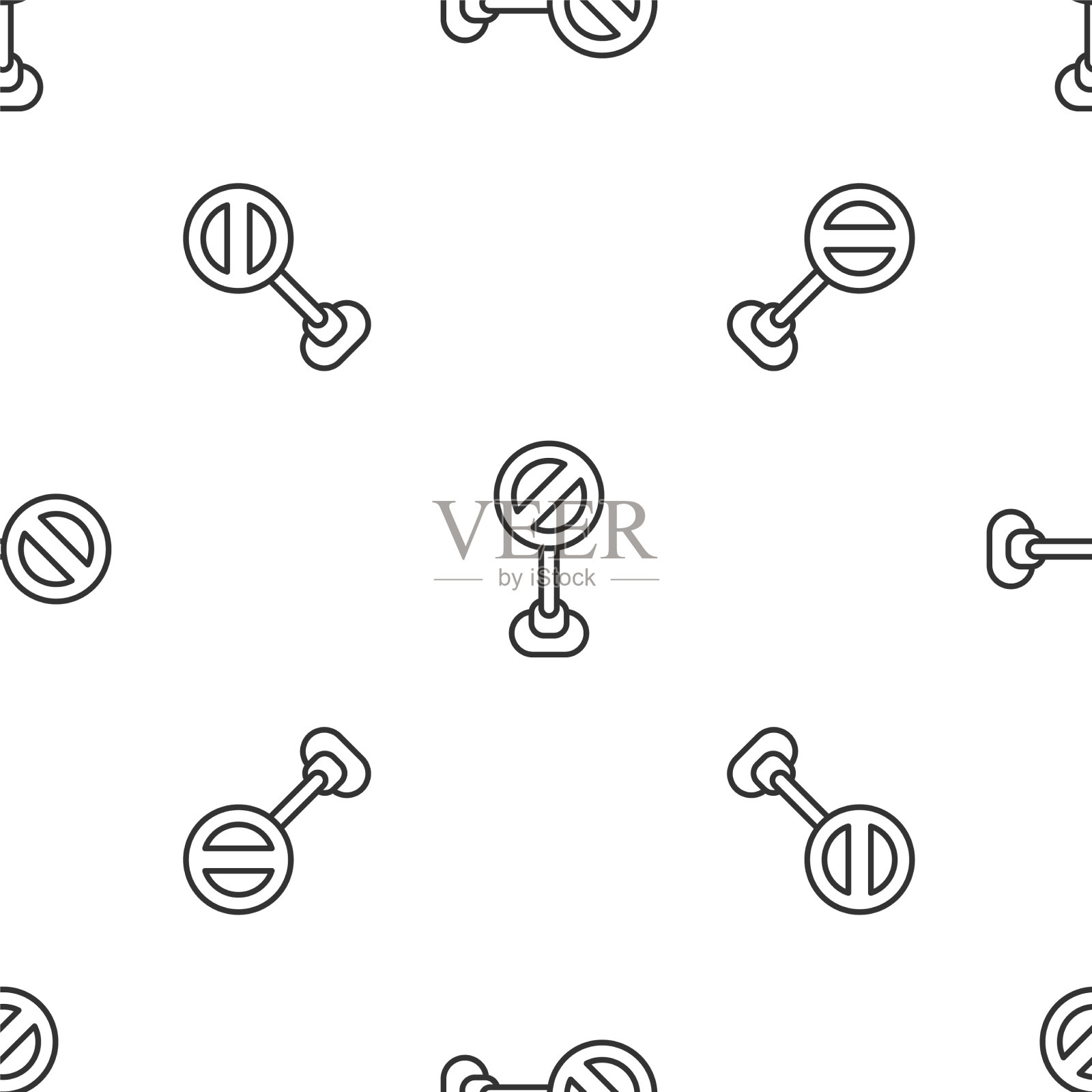 灰色线停止标志图标隔离无缝图案插画图片素材