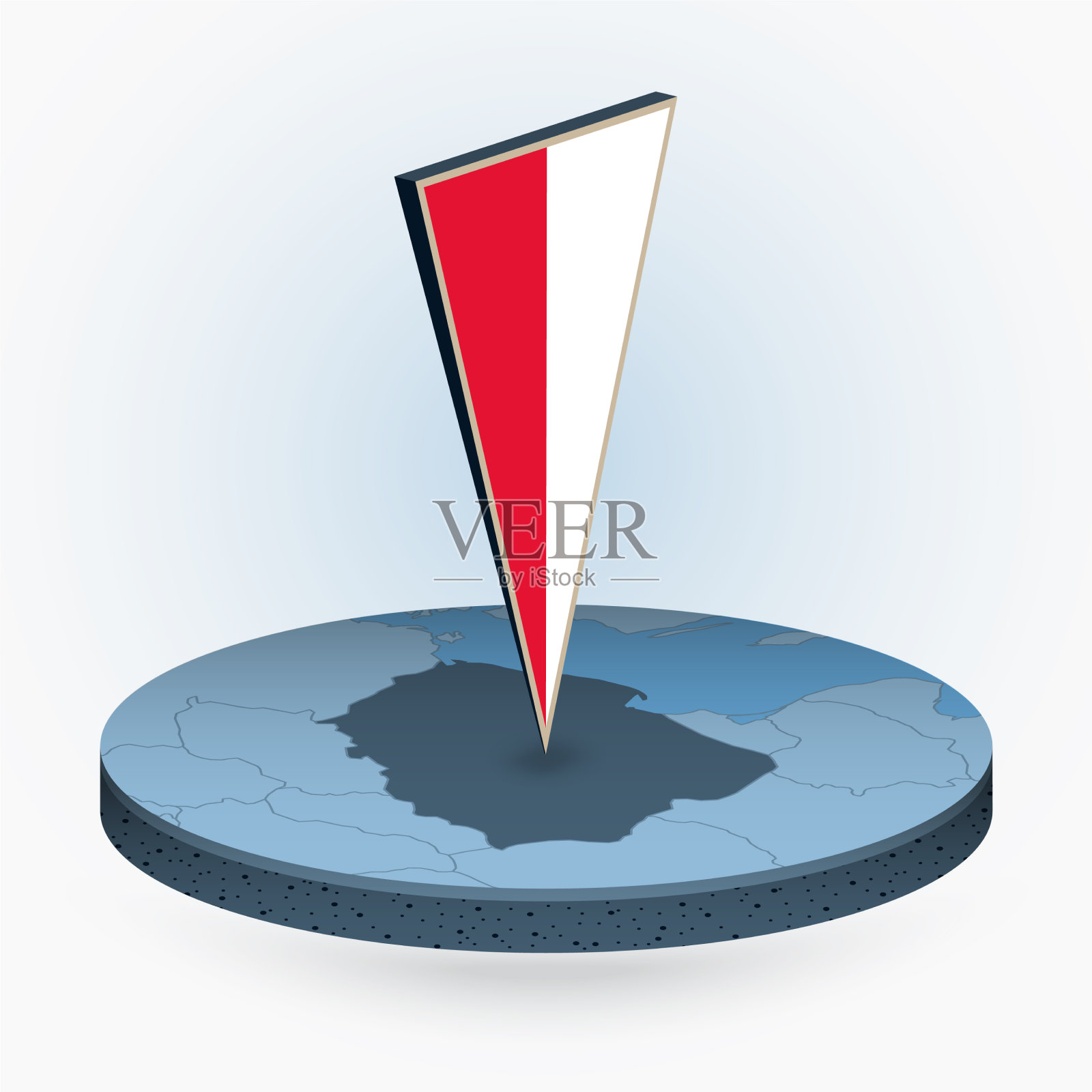 波兰地图以圆角等距样式与插画图片素材