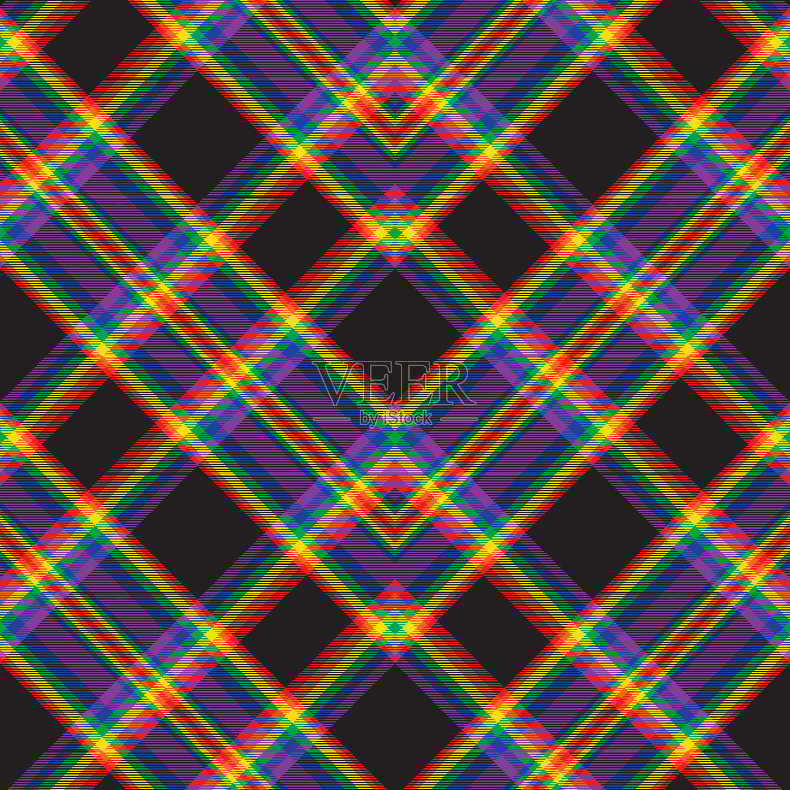 彩虹人字形格子呢纹理无缝插画图片素材