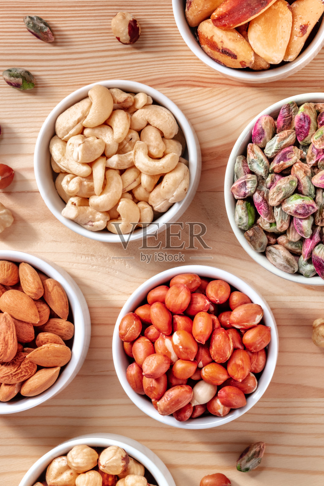 腰果,花生和许多其他坚果,从上面拍摄照片摄影图片