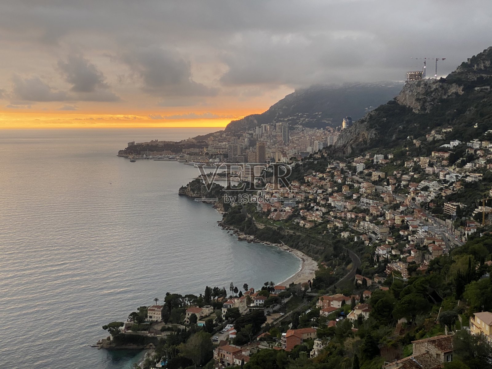 日落在摩纳哥照片摄影图片