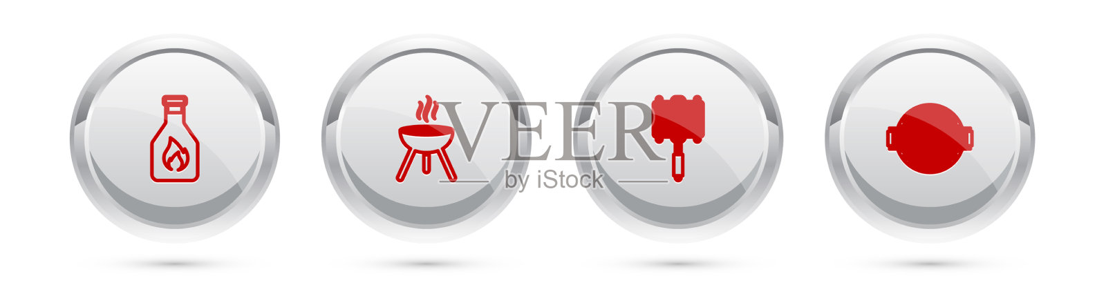 Set line番茄酱瓶烤肉烤肉钢图标素材