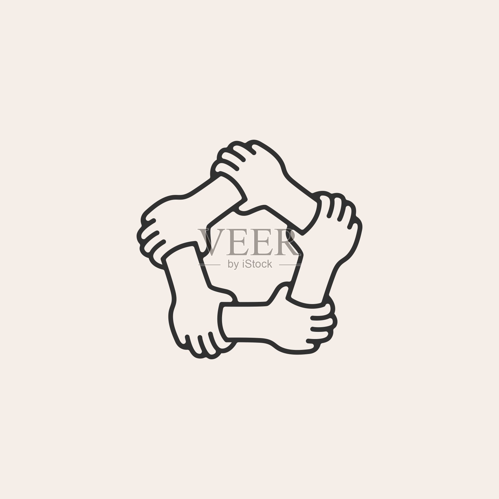 五手牵着彼此潮人复古矢量图标插图插画图片素材