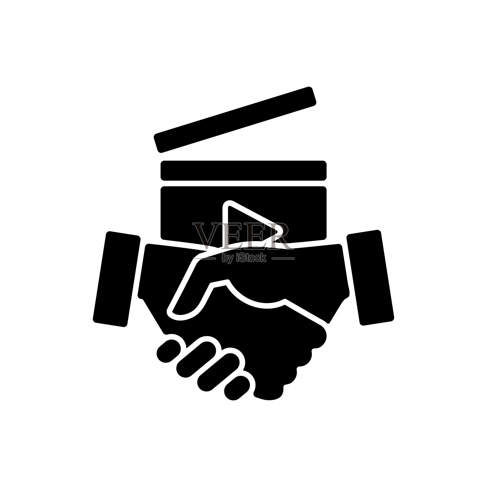 商业到商业视频黑色象形文字图标插画图片素材