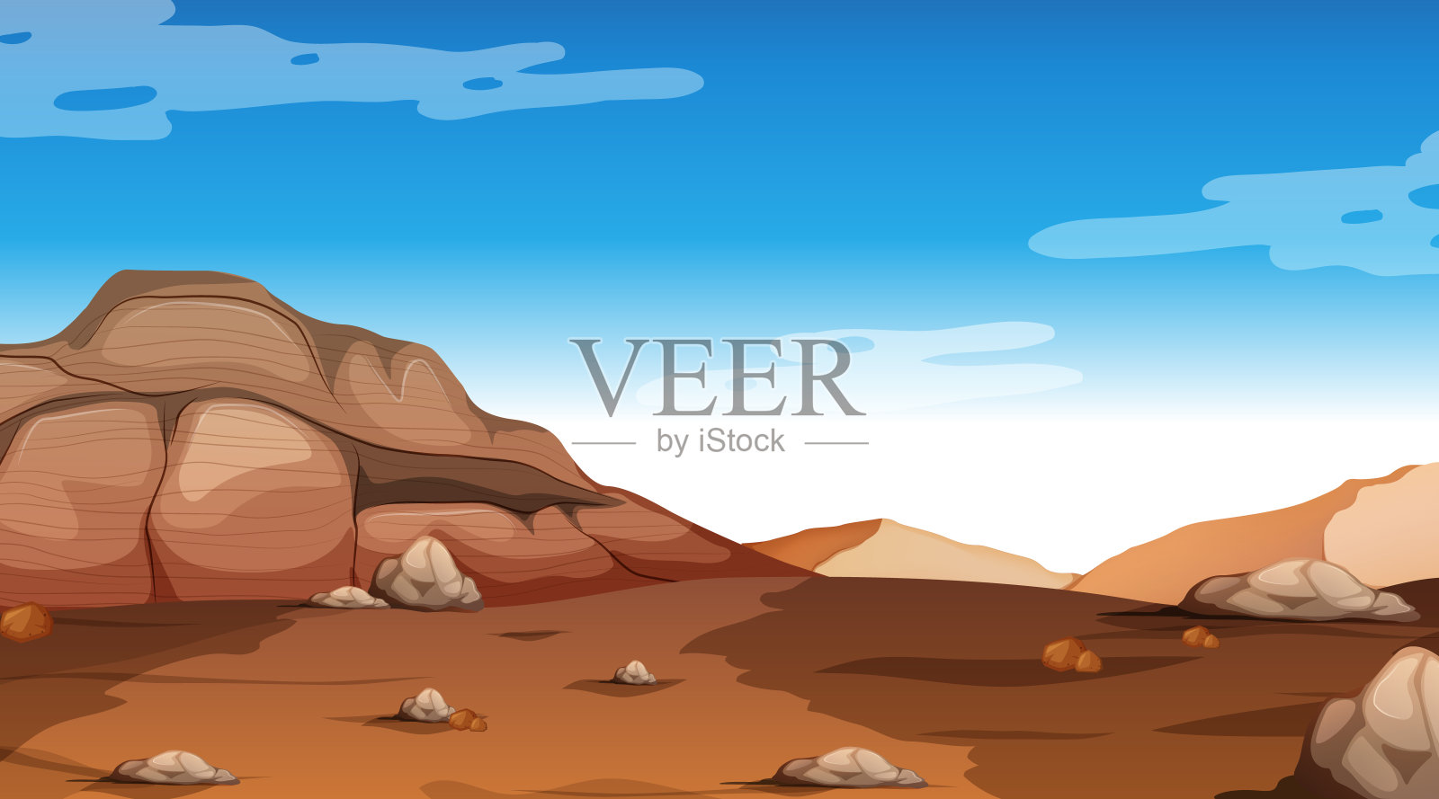 沙漠森林景观白天场景插画图片素材