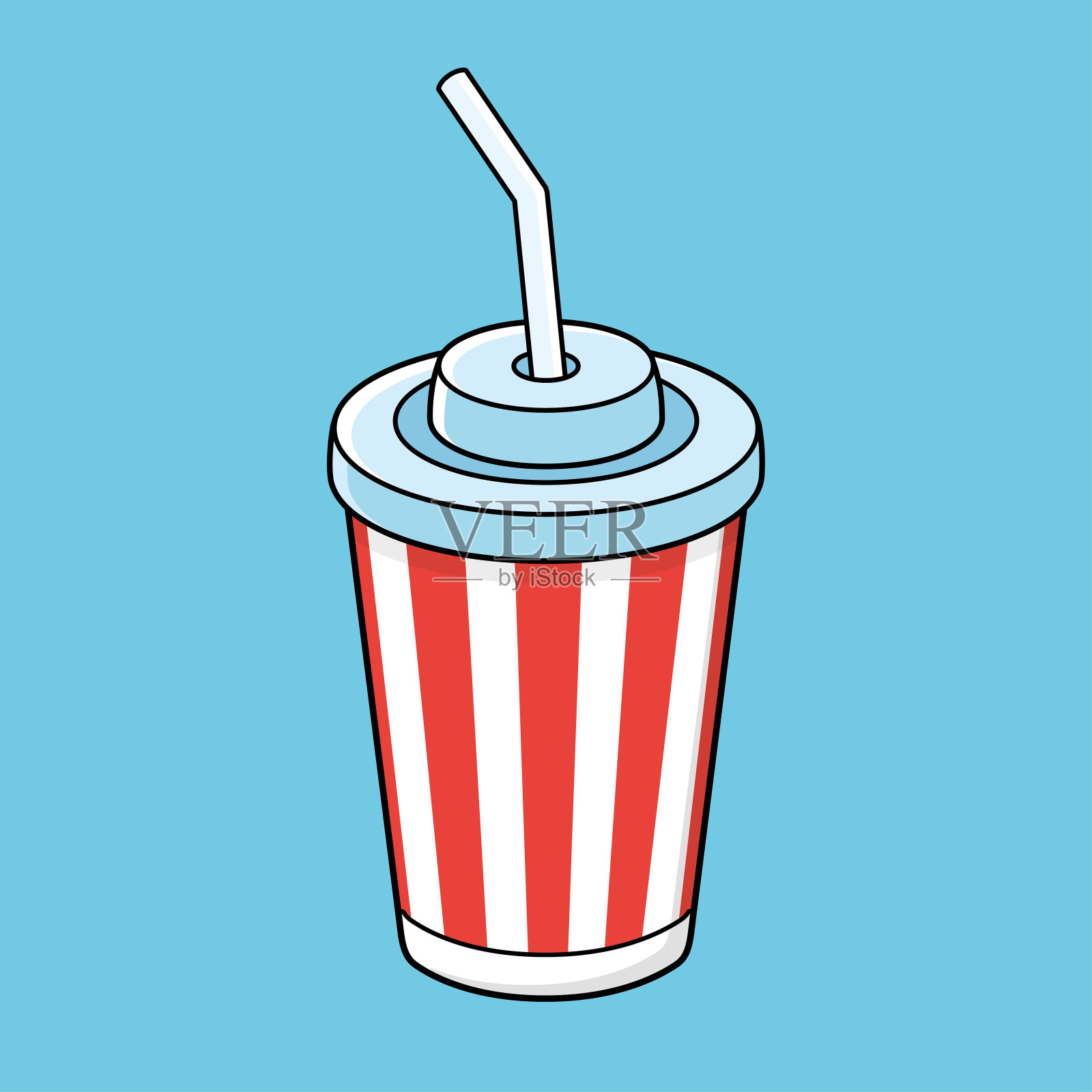 用吸管喝杯插画图片素材