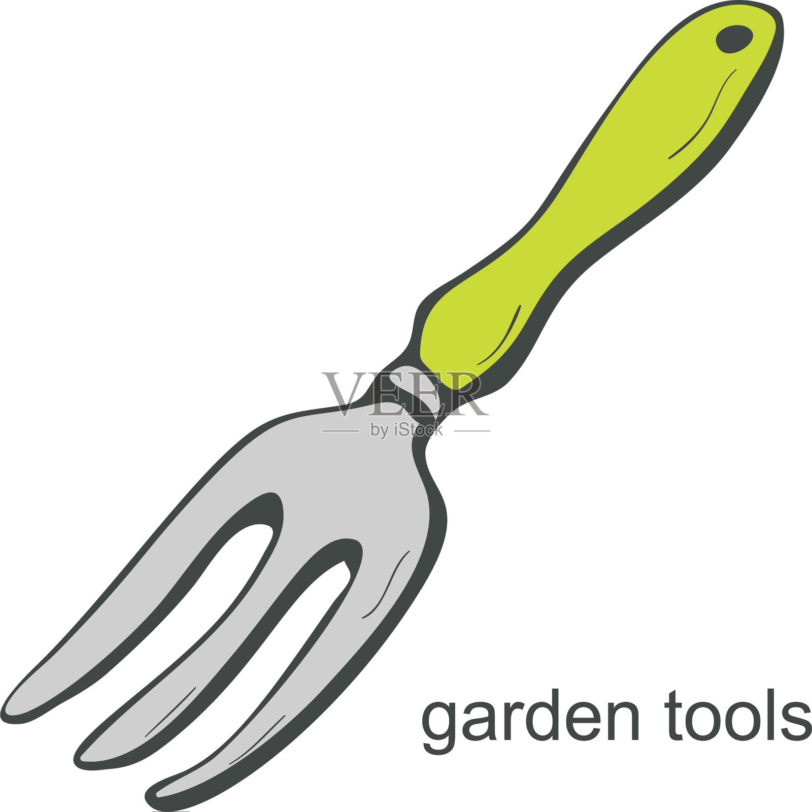 花园叉子风格的涂鸦在一个白色插画图片素材