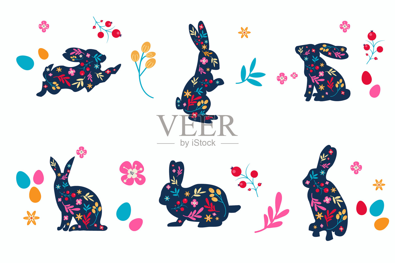 复活节快乐装饰复活节卡片插画图片素材