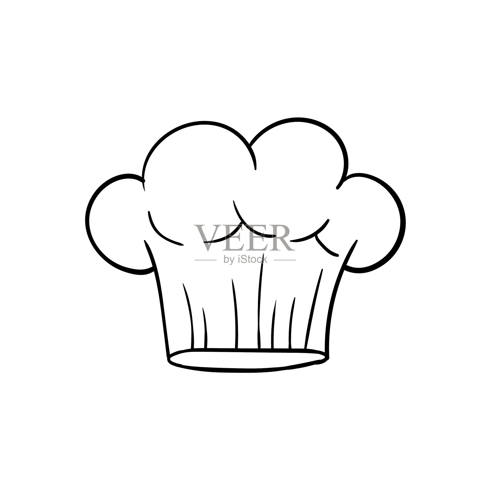 厨师帽或厨师帽在大纲素描卡通图标素材
