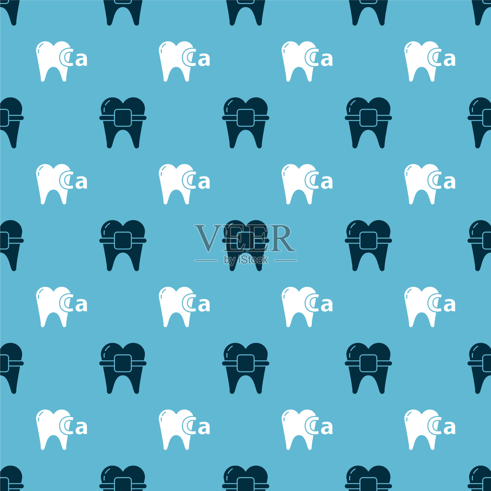 用牙套和钙固定牙齿图标素材