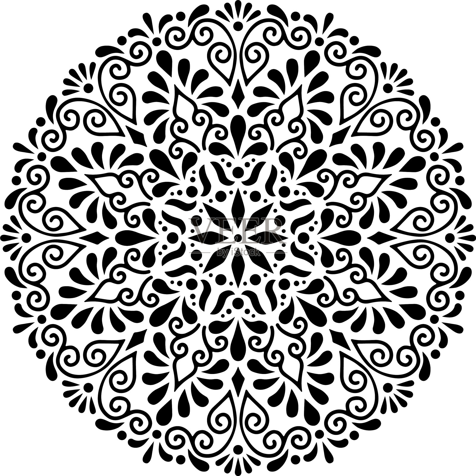 曼荼罗图案、蜡笔、涂鸦、素描插画图片素材