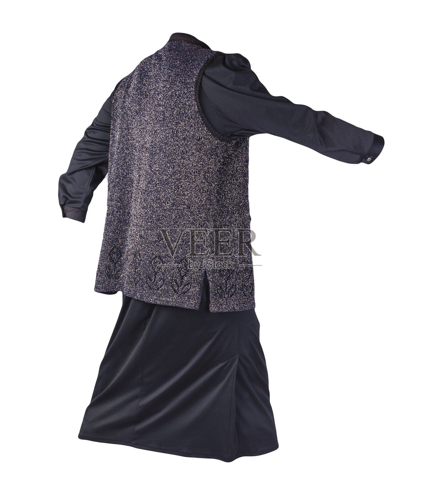 女士的长裙,背心和b衫孤立在白色背景照片摄影图片