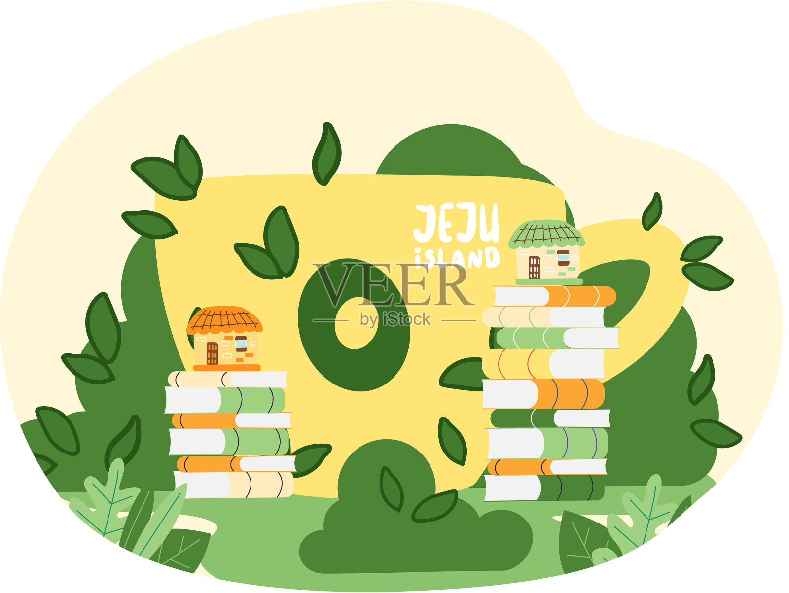 济州岛建筑上的书堆自然韩国插画图片素材